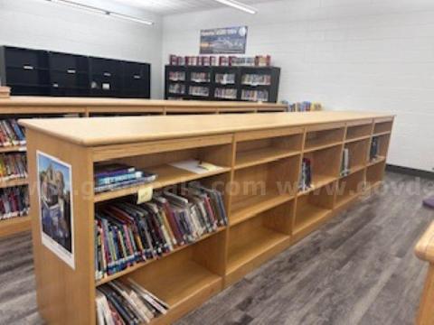 Large double-sided wooden bookshelf
