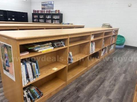 Large double-sided wooden bookshelf