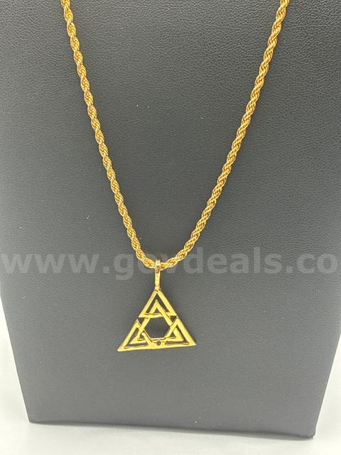Beautiful, 2MM, 22 Inch, Real 24k Gold Filled, Diamond Cut Rope Chain Valknut Pendant Necklace