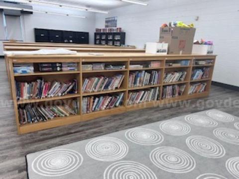 Large double-sided wooden bookshelf