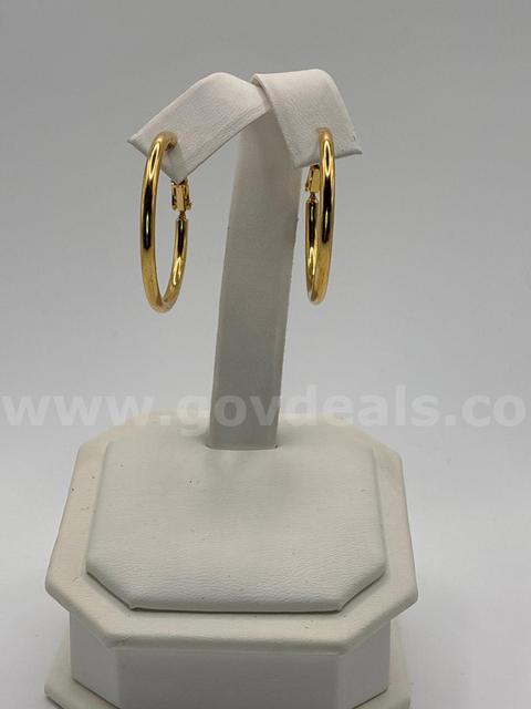 Beautiful, Hoop Earrings W/Accent, 24K Gold Filled.