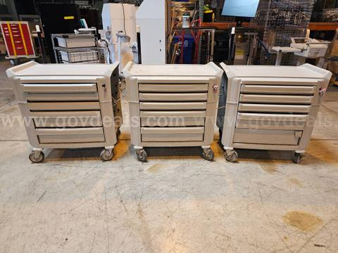 Lot of 3 medical carts w/IV pole holders