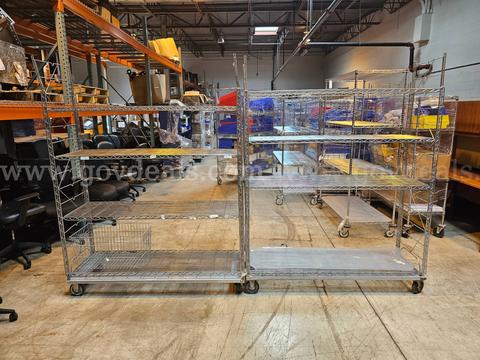 Lot of 2- Metal Racks On Wheels -  73" H  X  60" W