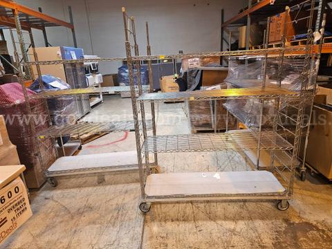 Lot of 2- Metal Racks On Wheels -  73" H  X  60" W
