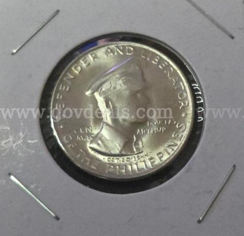 1947-S PHILLIPPINES 50 CENTAVOS GENERAL MACARTHUR SILVER COIN - BU GEM +++& RARE