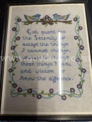 Vintage, Serenity Prayer, Needlework Framed Artwork