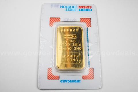 Credit Suisse One Ounce Gold 999.9 Fine Bar in Original Holder