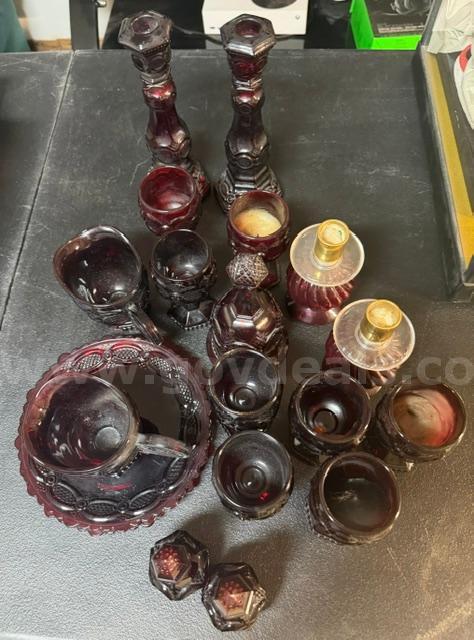 Vintage Avon Ruby Red, Miscellaneous 19 Piece Set