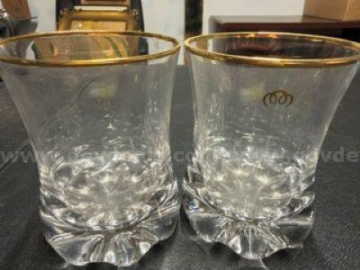 Set of (2), Vintage Crown, Royal Gold Rim Glasses