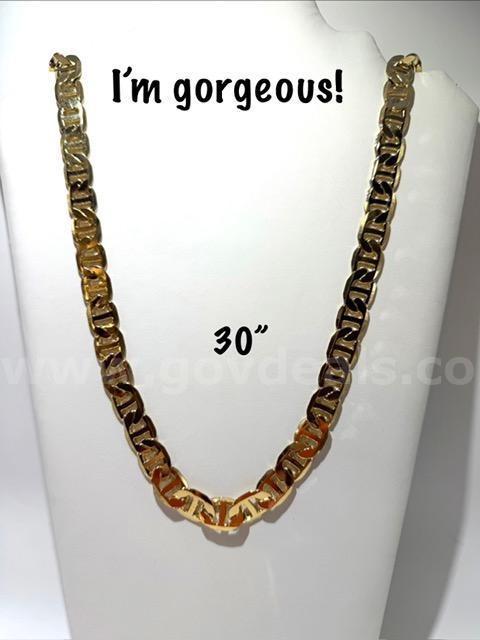 Gorgeous, Heavy, 30 Inch, Large Gucci Style, Real 24k Gold Filled Chain Necklace