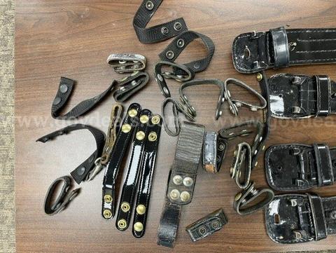 Large Lot of Used Police Duty Belts, Keepers, Holders, and Accessories