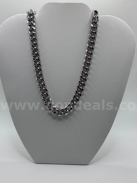 Beautiful Rhodium Clad (Silver), 16 “Heavy” Cuban Link Necklace.