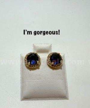 Beautiful, Real 24k Gold Filled, CZ, Sapphire Earrings W/Accents