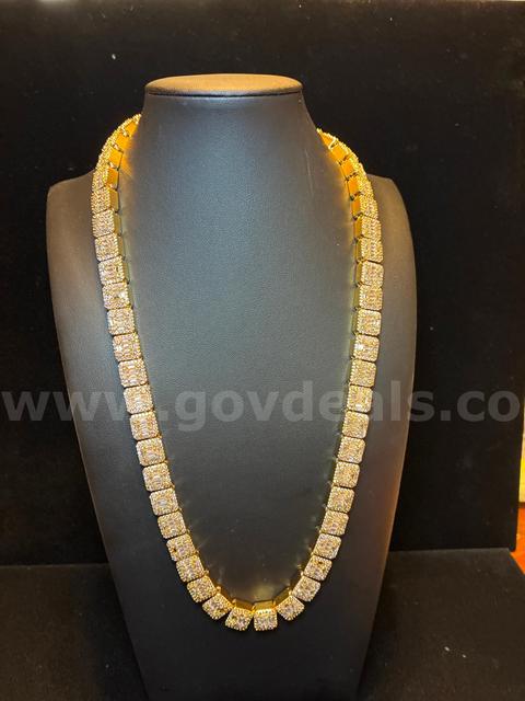 Dazzling, 22 Inch, Heavy, 3.5 oz, Iced-Out Baguette Link Necklace, 24K Gold Filled