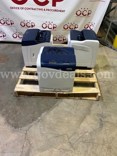 Lot of 3 Xerox Phaser 6500 Color Laser Printers - power on