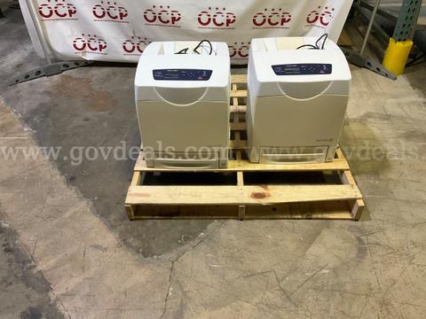 Lot of 2 Xerox Phaser 6280 Color Laser Printers - power on