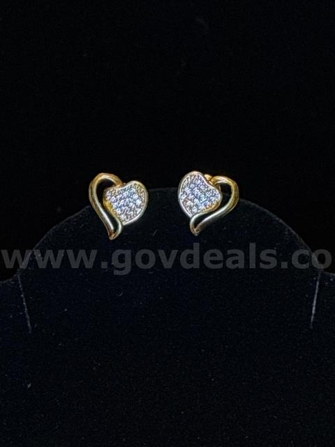Stunning, Real 24k Gold Filled, CZ Open Heart Earrings