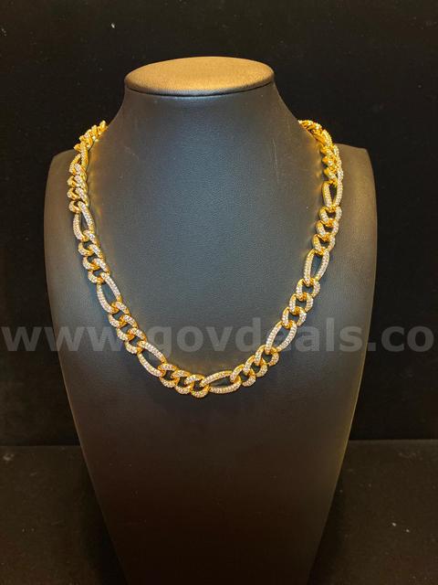 Stunning, 18 Inch, Iced-out Mariner Link Bracelet,  2.7oz, 24K Gold Filled