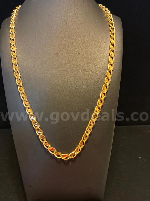 Gorgeous, 22”, Open Marquise Link Chain. 24K Real Gold Plated.
