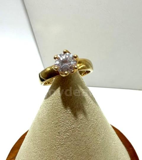 Beautiful, Ladies, Size 9, Real 24k Gold Filled, CZ Solitaire Bridal Ring