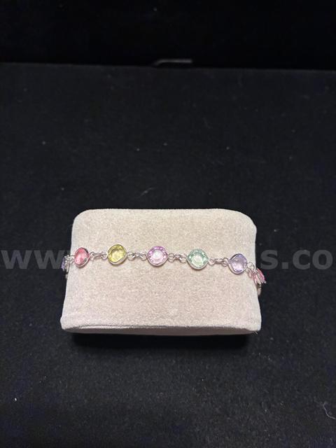 Gorgeous, Rhodium Clad (Silver), 8” Pastel Crystal Bracelet.