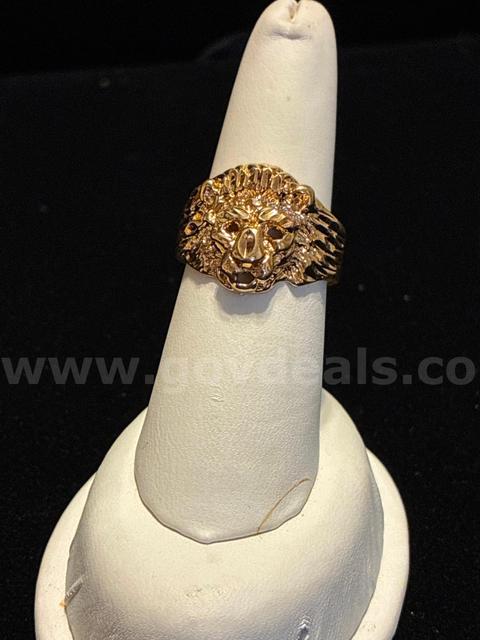 Men's, Size 8, Lion Ring, 24k Real Gold Filled