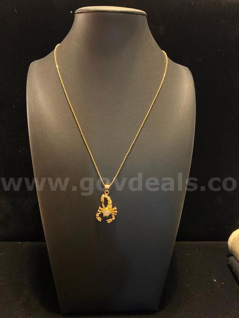 Elegant, 18”,  Dainty Necklace w/ CZ Scorpio Pendant, 24K Real Gold Filled.