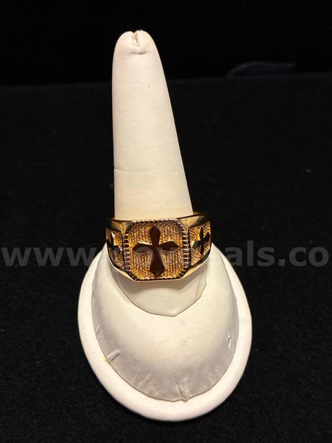 Beautiful, Men's, Size 13.5, Cross Signet Ring with Pavé Accents , 24K Gold Filled