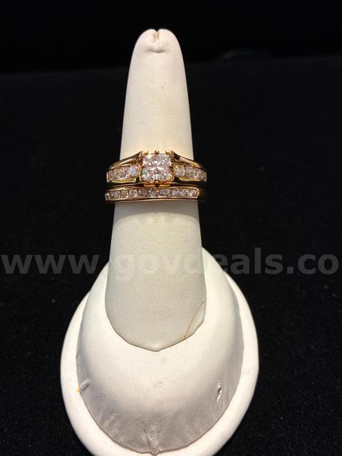 Elegant, Size 8.5, Ladies, CZ Bridal Ring Set,, 24k Real Gold Filled.