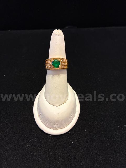 Size 8, Men’s, 2 Carat Round Emerald-Cut CZ Pavé Statement Ring, 24k Real Gold Filled.