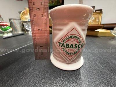 Vintage, 3 Inch Tabasco Jar, Ceramic Holder