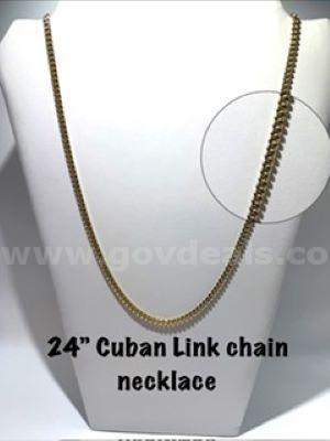 Beautiful, 24 Inch, 24k Gold Filled, Cuban Link Chain Necklace