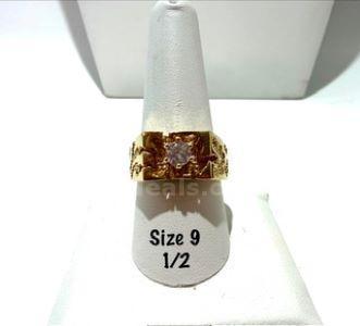 Gorgeous, Men's, Size 9 1/2, 24k Gold Filled, CZ Nugget Ring