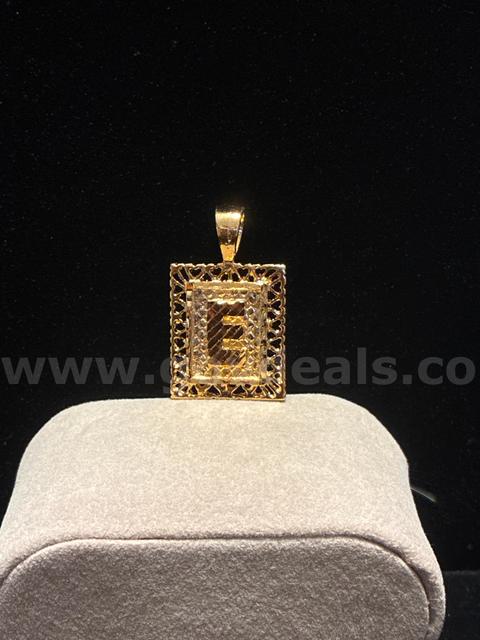 Beautiful, Diamond-Cut Monogram Letter βEβ Pendant, 24K Real Gold Filled.