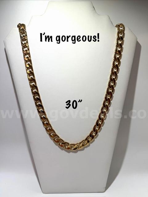 Gorgeous, 30 Inch, 24k Gold Filled, Italian Figaro Chain Necklace