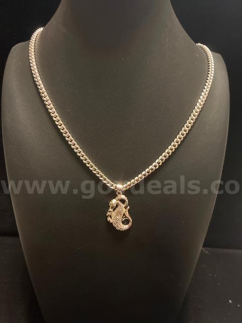 Gorgeous, Rhodium Clad (Silver) 22” Cuban Link Necklace W/ CZ Capricorn Zodiac Pendant.