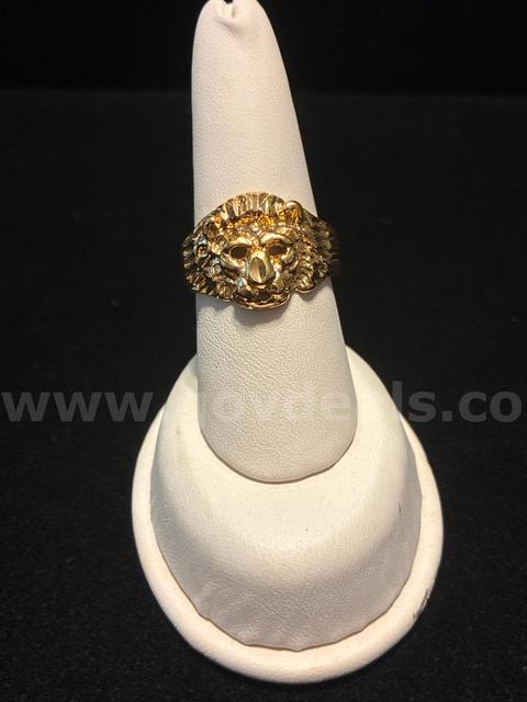 Size 9.5, Men’s, Lion Head Ring, 24K Real Gold Filled