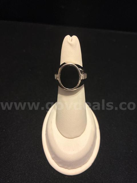 9.5  Rhodium Clad (Silver) Onyx Diamond Cut Ring,