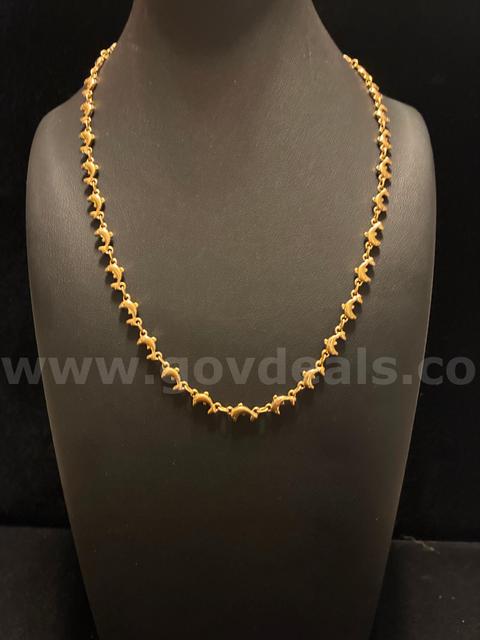 Dainty, Dolphin Link 18” Necklace, 24K Real Gold Filled.