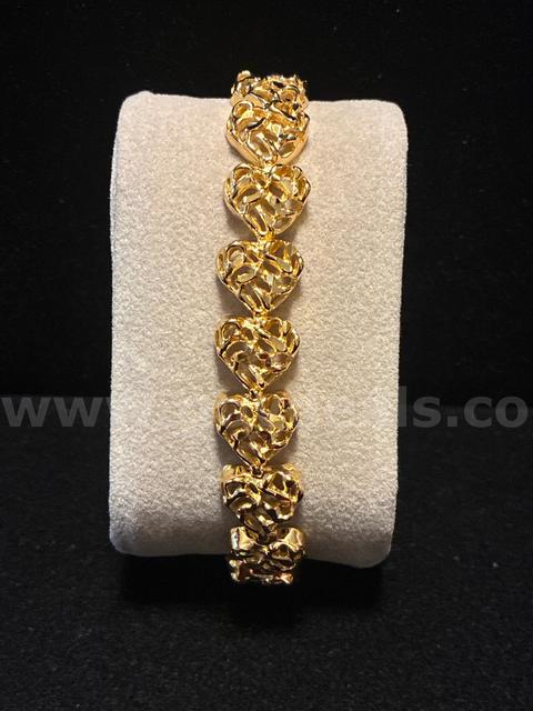 Beautiful, Ladies, 24k Gold Filled, 8” Openwork Heart Link Bracelet