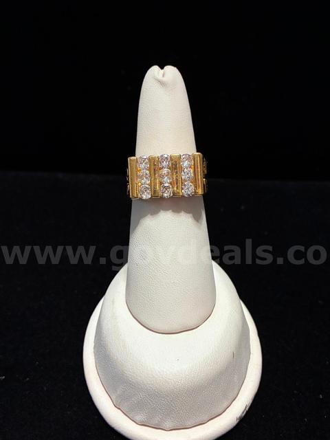 Men’s , Size 8, CZ Bar Nugget Ring, 24K Real Gold Filled.