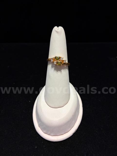 Size 8, Ladies, CZ, August Birthstone Ring. 24k Real Gold Filled