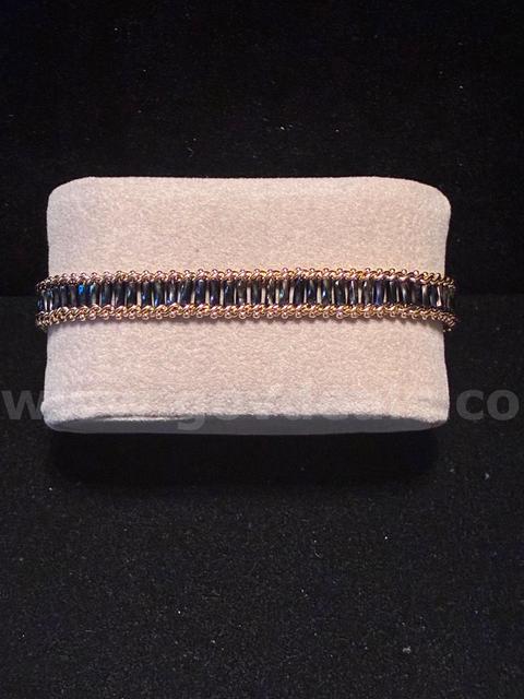 24K Real Gold Plated, 7" Amethyst CZ Flex Bracelet.