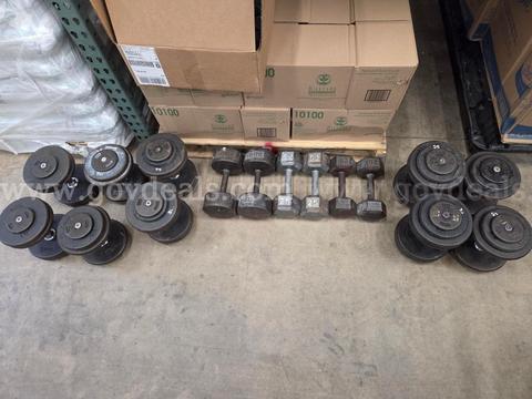 USED Gym Dumbbells Qty 8 sets (20lbs-55lbs)