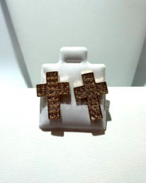 24k Gold Filled, CZ Cross Earrings