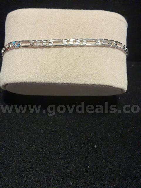 Gorgeous, 8”, Rhodium Clad (Silver), Figaro Link Bracelet