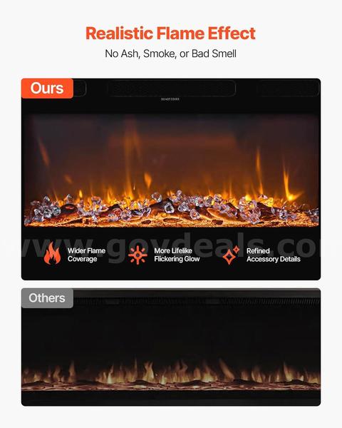 SHIPPING AVAILABLE  42 inch Electric Fireplace, Wall Mounted Recessed Fire Place with Remote Control, Timer(M2-01)