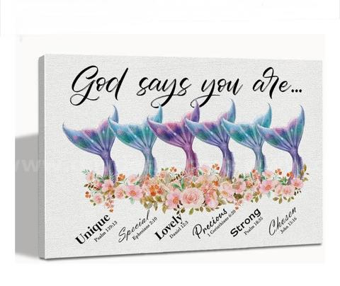 Brand New - God Says You Are Wall Art Décor, Mermaid Room Decor - Shipping Available