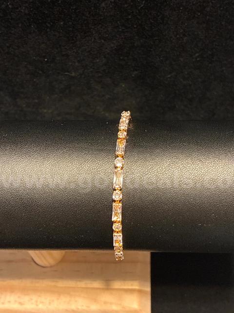 Dainty, Ladies, 24K Gold Filled Adjustable Bracelet W Baguette CZ.