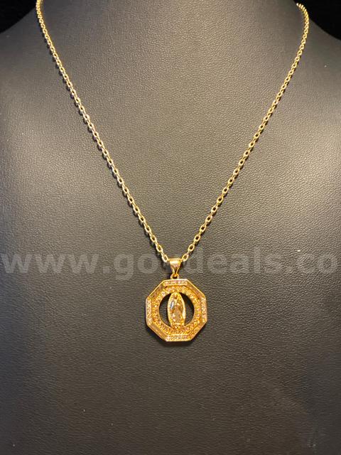 Dainty, Ladies, 24K Gold Filled, Virgin Mary CZ Octagon Medallion W/ 20” Necklace.